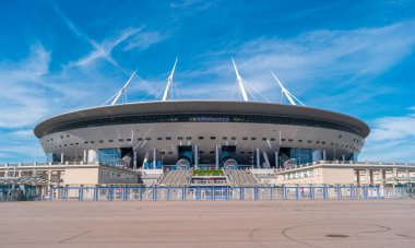 Saint Petersburg, Russia - June 19, 2019: Krestovsky Stadium for the 2020 UEFA European Football Championship. Gazprom Arena on Krestovsky Island at summer.