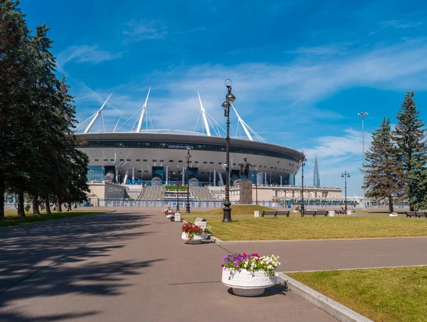 Санкт Петербург Россия Июня 2019 Пешеходная Аллея Перед Газпром Ареной — стоковое фото