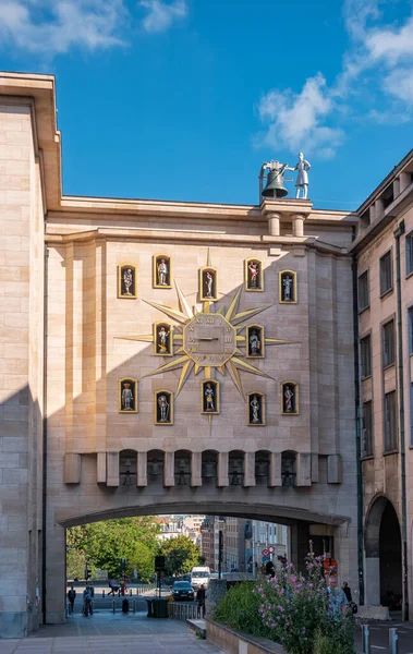 Брюссель Бельгия Июля 2019 Года Часы Carillon Mont Des Arts — стоковое фото