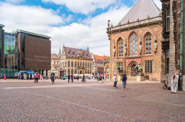 Bremen Alemanha Junho 2019 Praça Mercado Com Muitos Turistas Vista — Fotografia de Stock