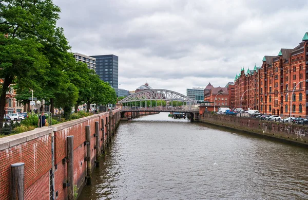 Hamburgo Alemanha Junho 2019 Velha Parte Industrial Cidade Com Casas — Fotografia de Stock