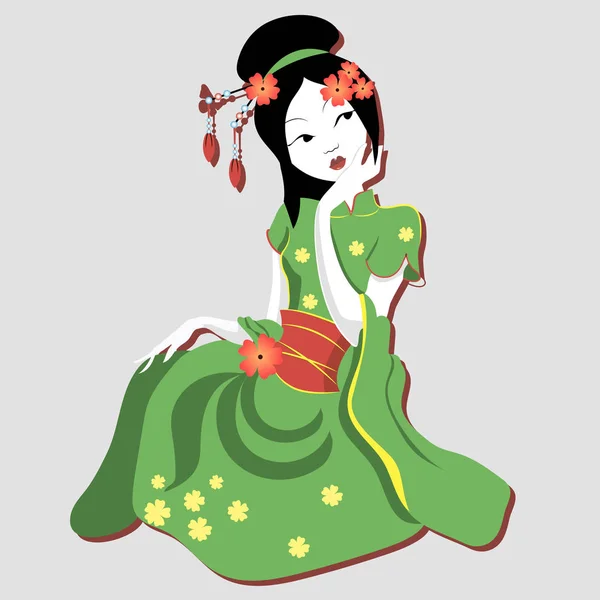 Nueva geisha en un kimono . — Vector de stock