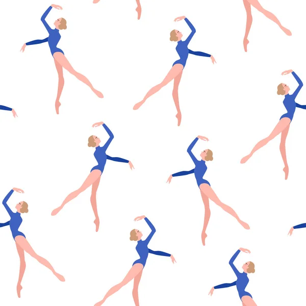 Naadloos Vectorpatroon Met Dansende Vrouwen Vrouwelijke Mooie Klassieke Dansers Karakter — Stockvector