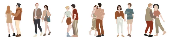 Collection Hommes Femmes Amoureux Groupe Personnages Dessins Animés Plats Masculins — Image vectorielle