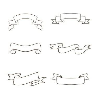 Boyanmış bir kurdele seti. Vektör illüstrasyonu