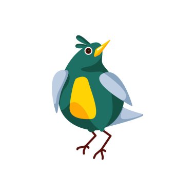 Sevimli çizgi film kuşu. Vektör illüstrasyonu beyaz arkaplanda izole edildi.