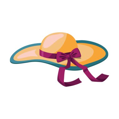 Güzel plaj şapkası. Yaz şapkası. Çizgi film tarzında vektör ilüstrasyonu beyaz arkaplanda izole edildi.