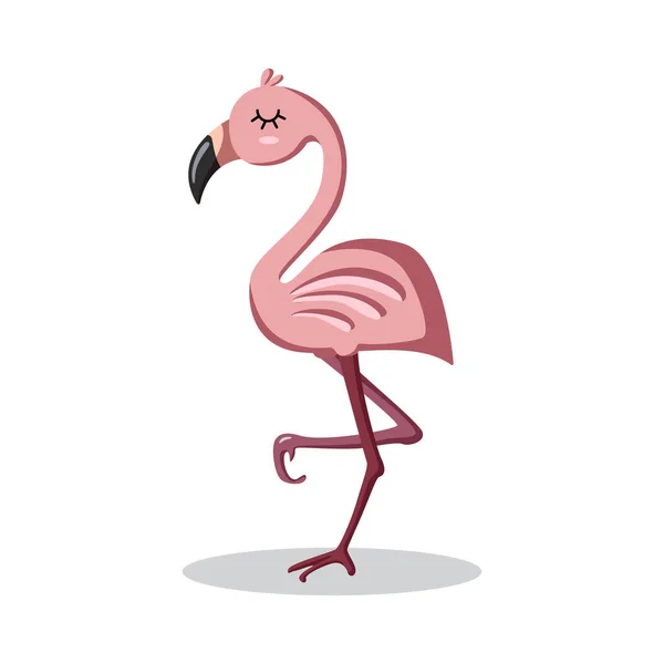 Niedlicher Cartoon Flamingo Charaktertier Vektorillustration — Stockvektor