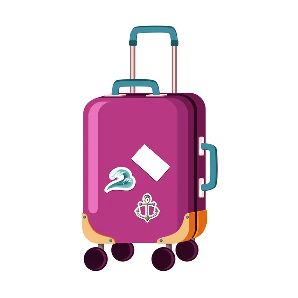 ホイール付きの現実的な大規模なポリカーボネート旅行プラスチックスーツケース アートデザインの旅行者の荷物 白を基調としたベクトルイラスト — ストックベクタ