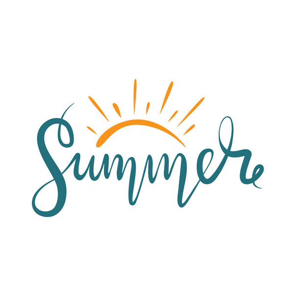 "Summer "cartoon inscription. Вдохновляющий текст, векторная иллюстрация. Шаблон для баннера, плаката, флаера, поздравительной открытки, веб-дизайна. Векторная иллюстрация в стиле мультфильма на белом фоне
.