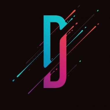 Çağdaş soyut renkli alfabesi. Dinamik sıvı mürekkep su sıçramalarına mektup. Vektör tasarım öğesi sanat için. D harfi