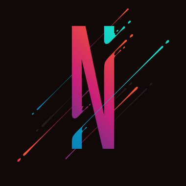 Çağdaş soyut renkli alfabesi. Dinamik sıvı mürekkep su sıçramalarına mektup. Vektör tasarım öğesi sanat için. N harfi