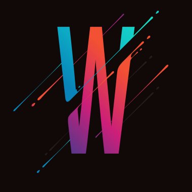 Çağdaş soyut renkli alfabesi. Dinamik sıvı mürekkep su sıçramalarına mektup. Vektör tasarım öğesi sanat için. Harf W