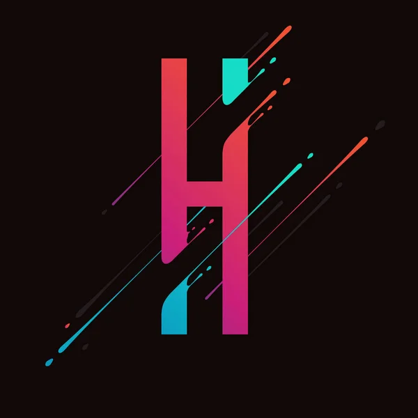 Modern abstract colorful alphabet. Dynamic liquid ink splashes letter. Vector design element for your art. Letter H — Stock Vector