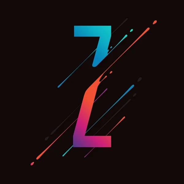 현대 추상 다채로운 알파벳입니다. 동적 액체 잉크 밝아진 편지. 당신의 예술에 대 한 벡터 디자인 요소입니다. 문자 Z — 스톡 벡터