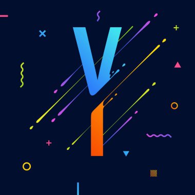 Modern soyut renkli alfabesi ile en az tasarımı. Mektup Y. soyut arka plan serin parlak geometrik öğelerle. Dinamik sıvı mürekkep su sıçramalarına mektup. Eps10 vektör şablon sanatın için