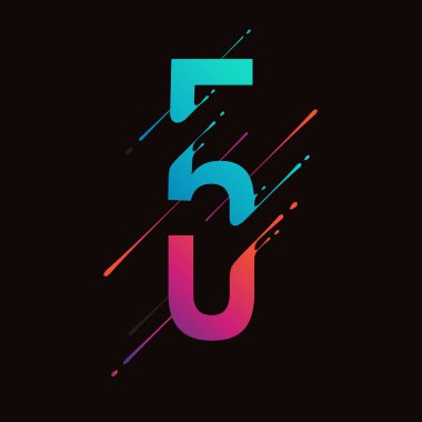 Modern soyut renkli numarası. Dinamik sıvı mürekkep su sıçramalarına numarası. Vektör tasarım öğesi sanat için. Sayı 2