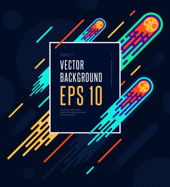 Minimalist alanı kuyruklu yıldızlar renkli geometrik arka plan. Vektör tasarım sanat, kapakları, kartpostallar, el ilanı, afiş, banner için. Eps10 vektör çizim