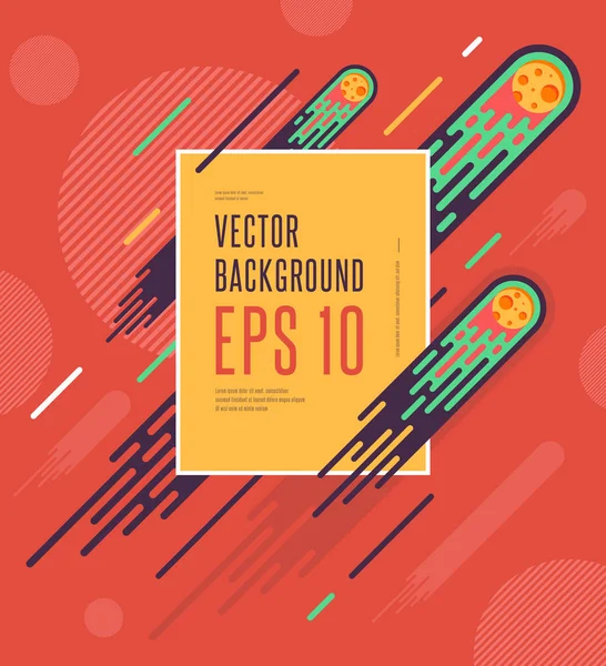 Minimalistische Raum Kometen bunten geometrischen Hintergrund. Vektor-Design für Ihre Kunst, Cover, Postkarten, Flyer, Poster, Banner. eps10 Vektorabbildung — Stockvektor