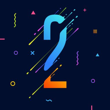 Modern soyut renkli sayı ile en az tasarımı. 2 numara. Arka plan serin parlak geometrik öğelerle. Dinamik sıvı mürekkep su sıçramalarına sembolü. Eps10 vektör şablon sanatın için