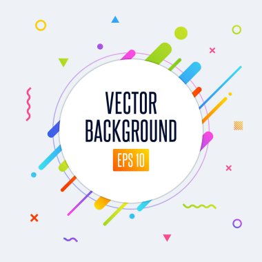 Soyut vektör arka plan metin iletisi ve soyut renkli öğeleri için beyaz bir daire ile. Modern neon hatları ve sanatın için tasarım öğeleri. Vektör Eps 10 arka plan