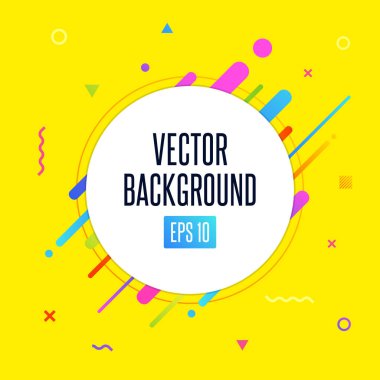 Soyut vektör arka plan metin iletisi ve soyut renkli öğeleri için beyaz bir daire ile. Modern neon hatları ve sanatın için tasarım öğeleri. Vektör Eps 10 arka plan