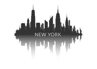 Vektör siluet new york city gölge yansıması ile