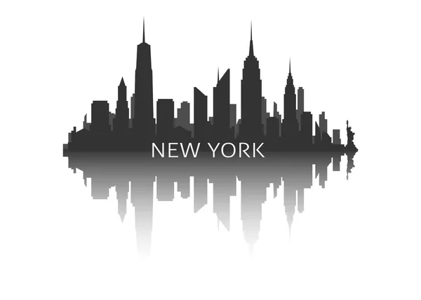 Silhouette Vectorielle Ville New York Avec Reflet Ombre — Image vectorielle