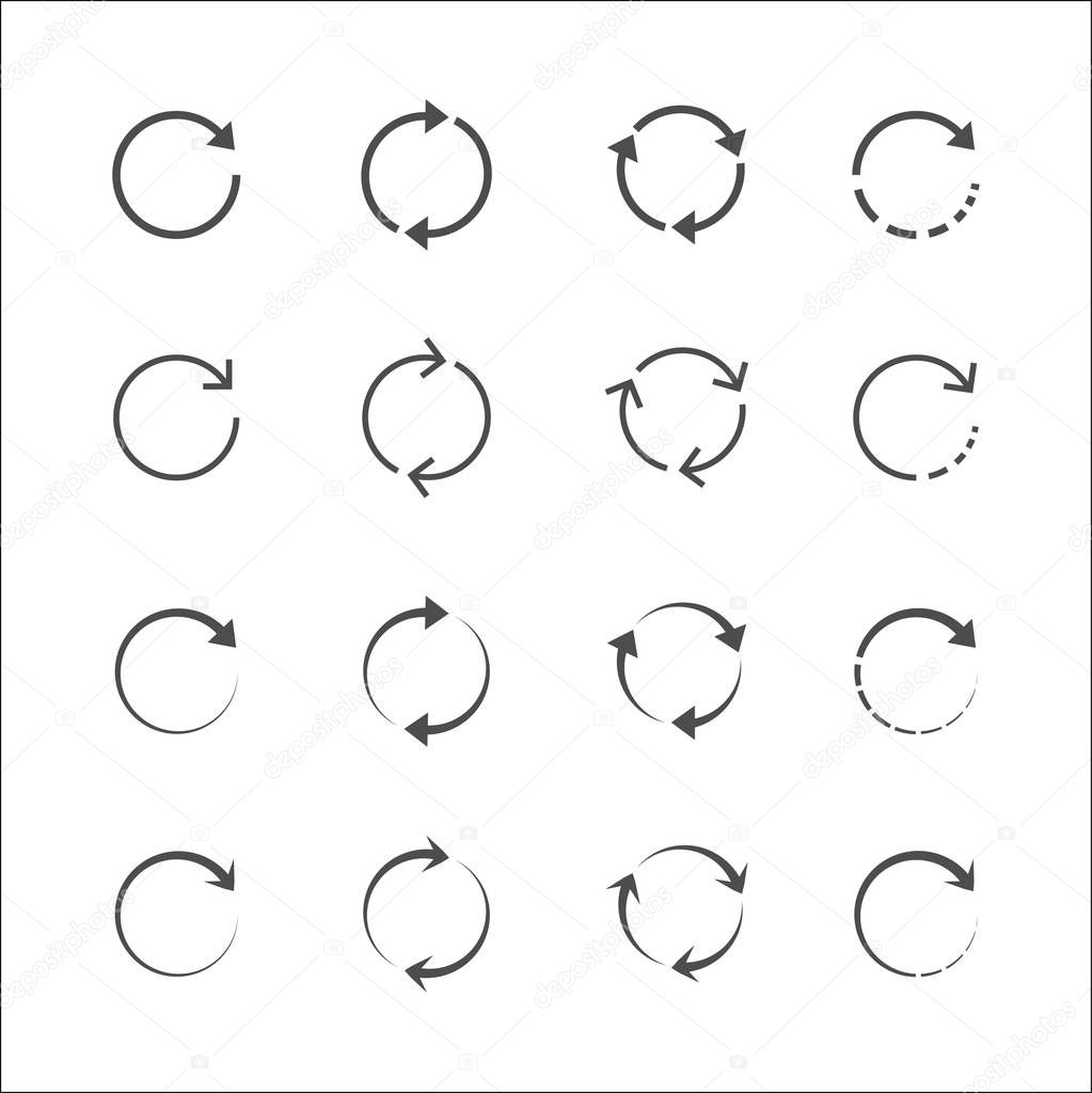 set circle arrow icons vector 