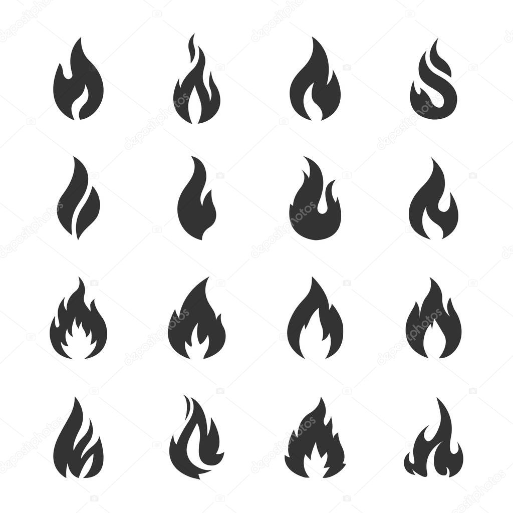 Set fire icons vector images