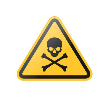 Kafatası tehlike sembolü sarı üçgen işaret panoları
