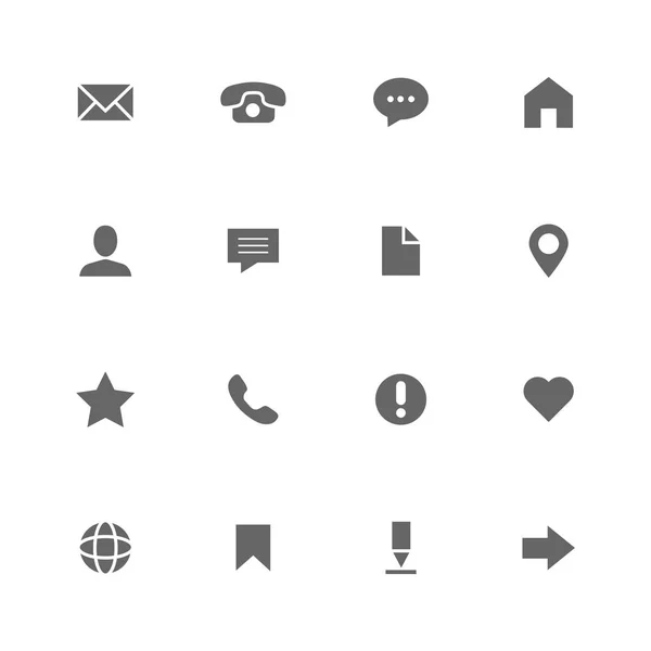 Kontakt Web Icon Auf Weißem Hintergrund Grau Eingestellt — Stockvektor