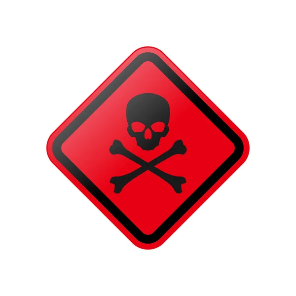 Kafatası Tehlike Sembolü Kırmızı Işaret Panoları — Stok Vektör
