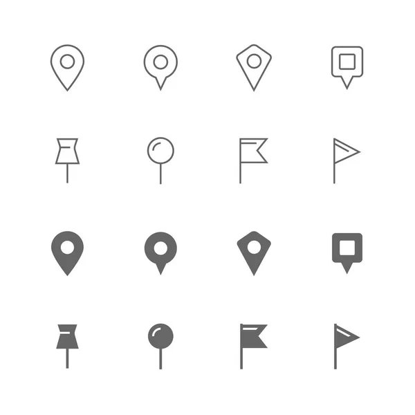 Sammlung Von Pin Point Standortsymbolen — Stockvektor