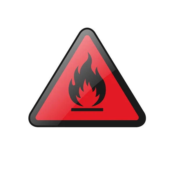 Triangular Red Fire Warning Sign — Stock Vector