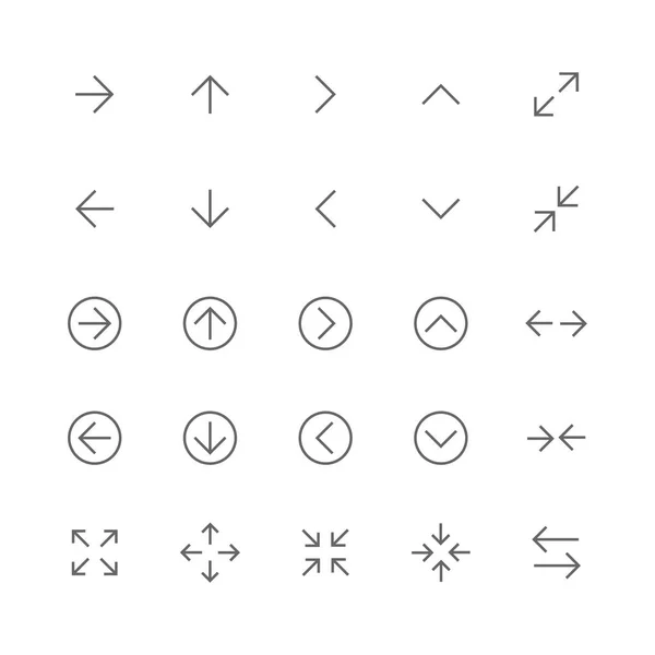 Arrow Web Controle Ícones Linha Fina App — Vetor de Stock