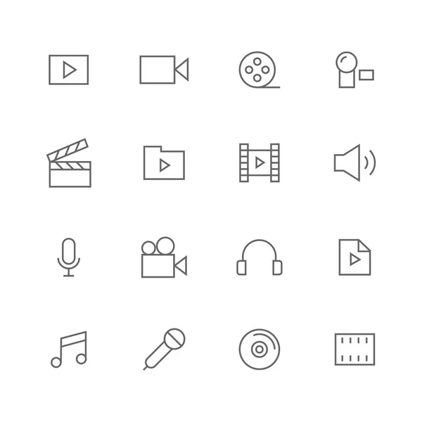 Audios Videos Linien Stil Ikonen — Stockvektor