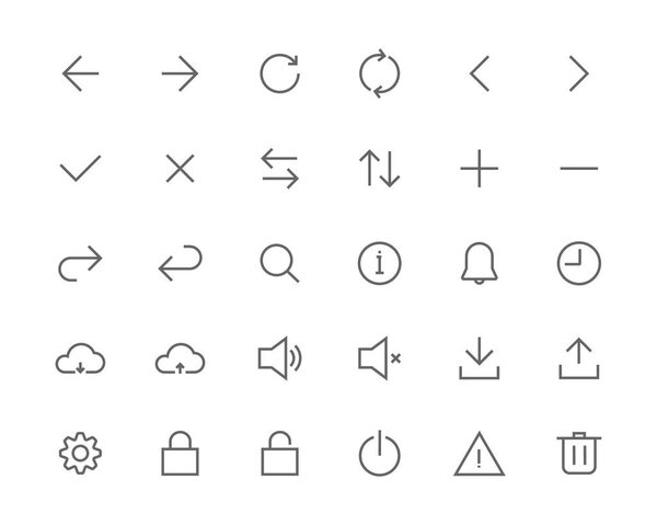 System ui line icons most used for web and app 