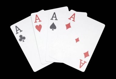 Dört as kombinasyonu, poker, casino, koyu arka plan üzerinde eğri