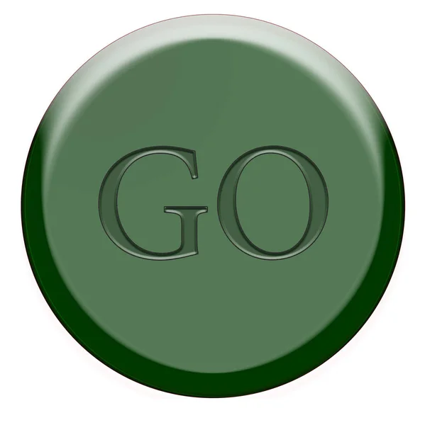 Кнопка піти зелений на білому фоні — стокове фото