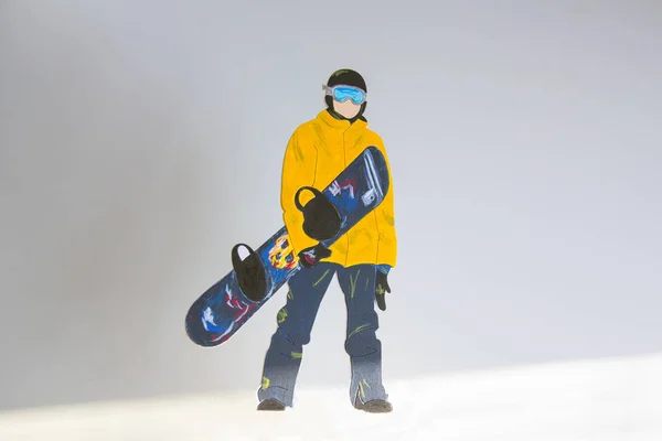Чоловік тримає сноуборд у руках. Перегляд крупним планом. Концепція сноубордиста або сноубордингу. Для дизайну . — стокове фото
