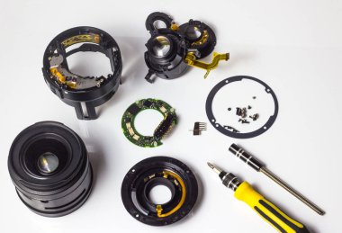 Sökme ve bir fotoğraf lens, cam Temizleme tamiri.