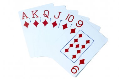 Beyaz bir arka plan üzerinde oyun kartları
