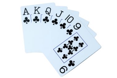 Beyaz bir arka plan üzerinde oyun kartları