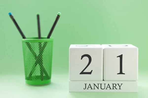 Calendario de escritorio de dos cubos para el 21 de enero — Foto de Stock