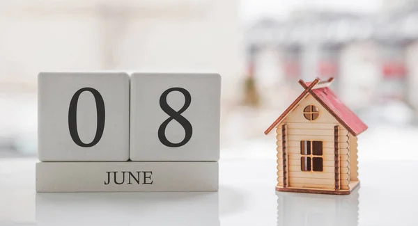 Calendario Junio Casa Juguete Día Del Mes Mensaje Tarjeta Para — Foto de Stock