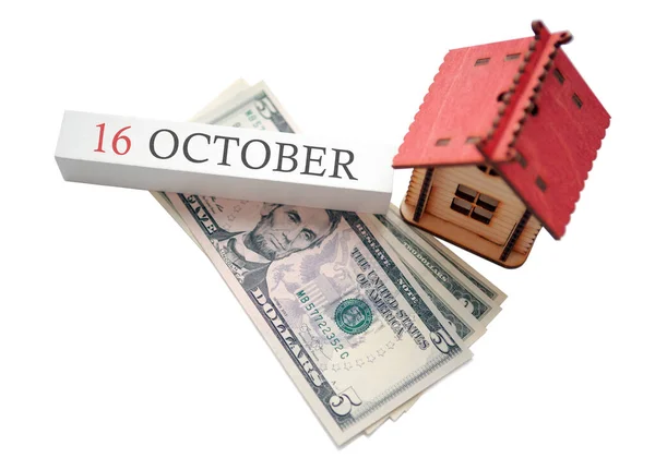 Money Red Home Calendar Concept Financial Independence Scheduled Start Date — Stock Photo, Image