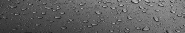 Drops Water Black Long Metal Surface Beautiful Background Rain — Stock Photo, Image
