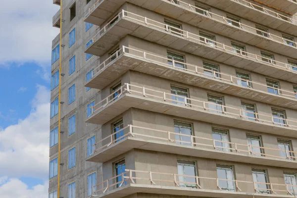 Close House Concrete Metal Modern Technology Skyscraper Background Blue Sky — Stock Photo, Image