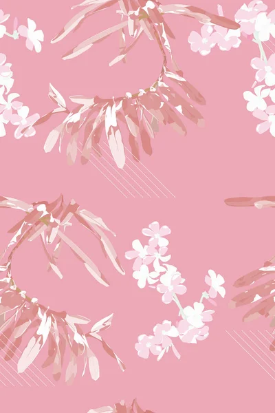 분홍색 난초 및 frangipani 패턴 — 스톡 벡터